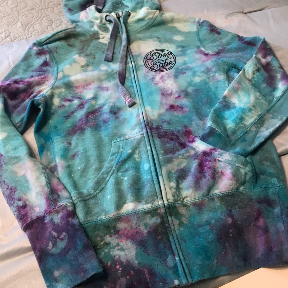 BOSS BABE Tie Dyed Zip Hoodie Small